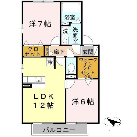 姫路市砥堀のアパートの間取り