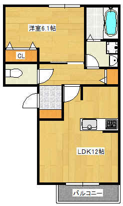 姫路市岡田のアパートの間取り