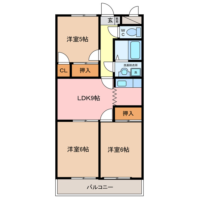 伊勢市小俣町元町のマンションの間取り