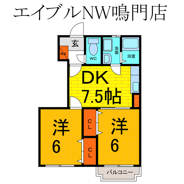 鳴門市撫養町斎田のアパートの間取り