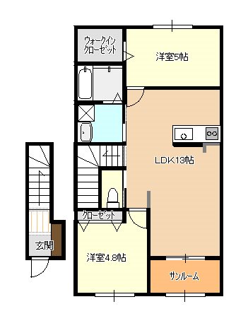 グラスフィールド　A棟の間取り