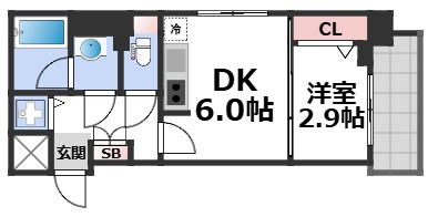 【ライフフィールドなにわ本町RUELLEの間取り】