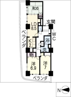 スカイステージ３３　６０９号室の間取り