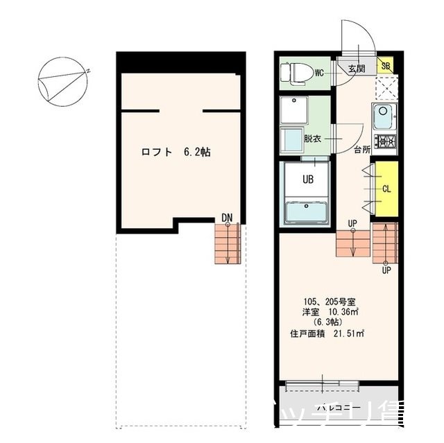 【福岡市東区箱崎のアパートの間取り】