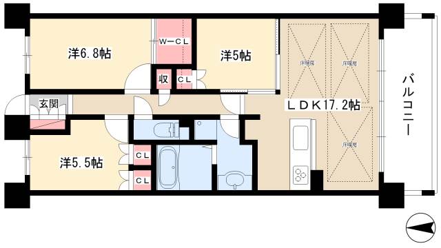 エスティメゾン萱場の間取り