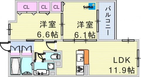 グリーヴィラ魚住の間取り