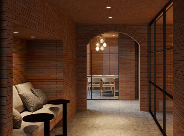 エントランス　重厚感のある建物デザイン♪