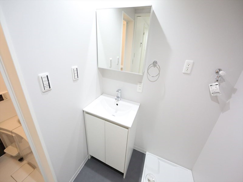 洗面設備　脱衣所　独立洗面台（シャンプードレッサー付）収納スペース有