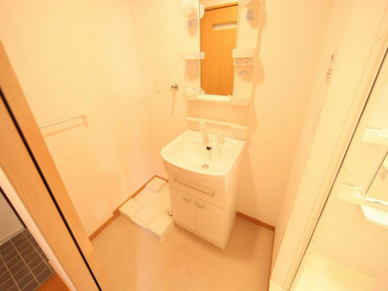 洗面設備　脱衣所　独立洗面台（シャンプードレッサー付）収納スペース有