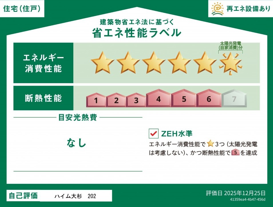 省エネ性能ラベル　★住戸ラベル★