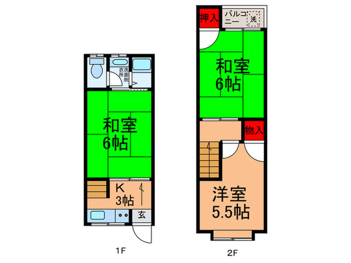 ＪＲ阪和線 南田辺駅 徒歩7分 2階建 築39年の間取り写真