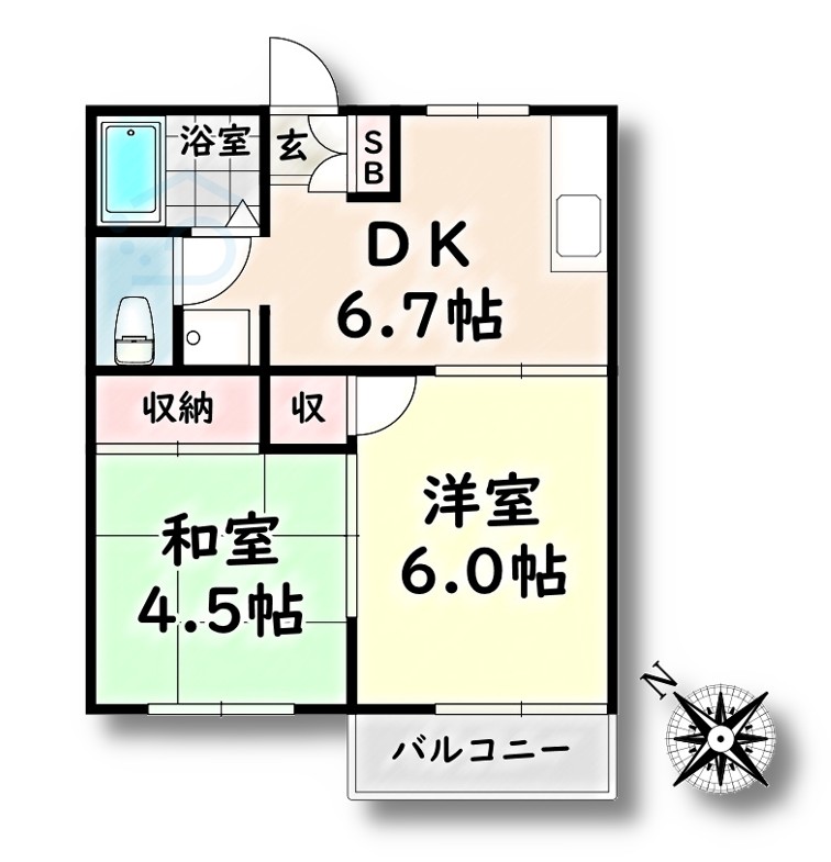 地下鉄桜通線 鶴里駅 徒歩11分 2階建 築43年の間取り写真