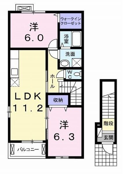 ＪＲ京浜東北線 川崎駅 バス乗車時間：10分 最寄りバス停で下車 徒歩7分 2階建 築14年の間取り写真