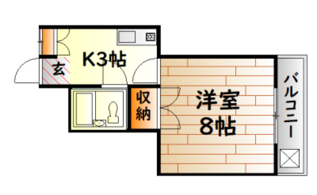広島電鉄宇品線 御幸橋駅 徒歩4分 3階建 築39年の間取り写真