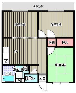 ＪＲ仙山線 山形駅 徒歩26分 3階建 築30年の間取り写真