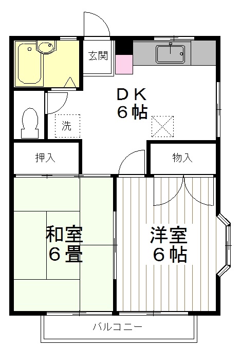 仙台市泉区古内のアパートの間取り