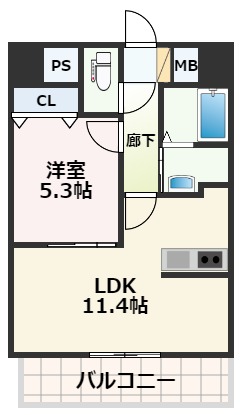 熊本市中央区琴平のマンションの間取り