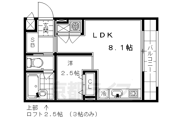 京都市下京区夷馬場町のマンションの間取り