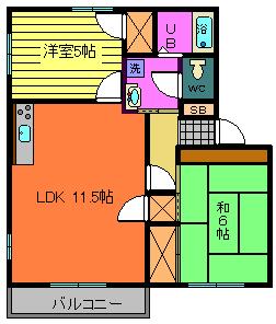 郡山市字名倉のアパートの間取り