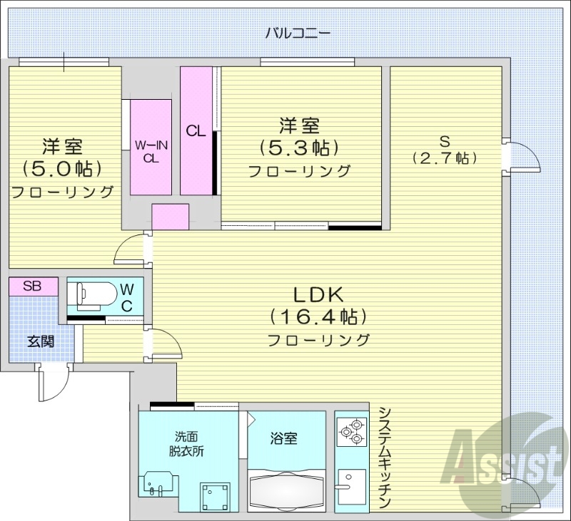 【札幌市豊平区平岸三条のマンションの間取り】