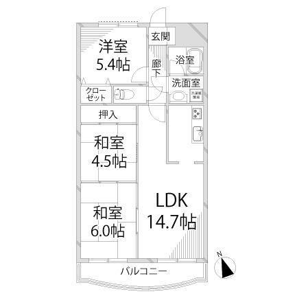 手柄アートスカイハイツの間取り