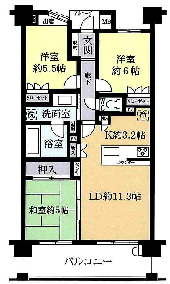 レクセルプラザ守谷１１０２号室の間取り