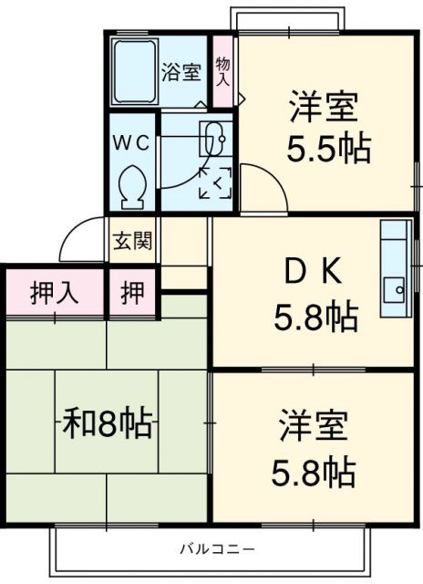 福岡市東区若宮のマンションの間取り