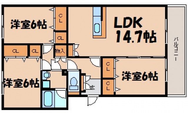 広島市安芸区矢野東のマンションの間取り