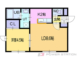 【小樽市銭函のアパートの間取り】