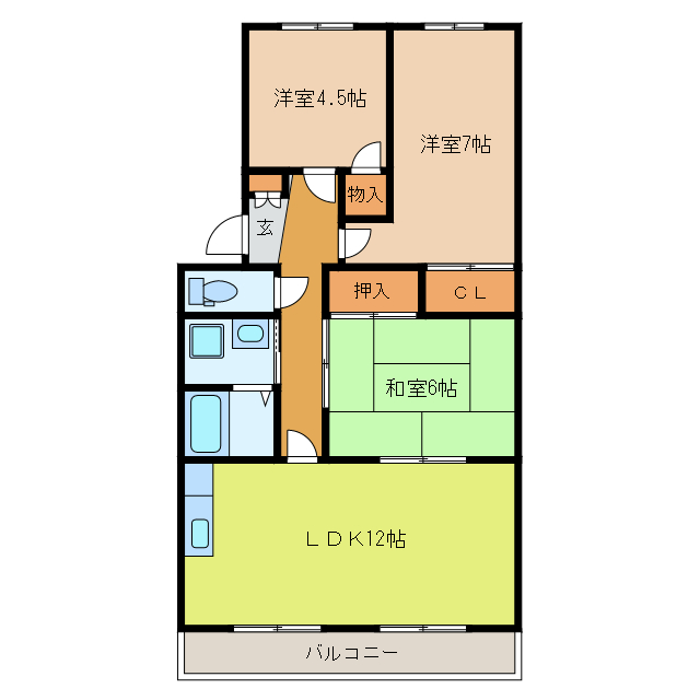 浜松市中央区西浅田のマンションの間取り