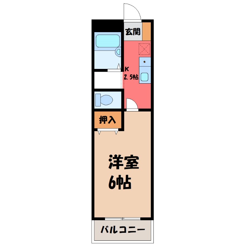 熊谷市拾六間のマンションの間取り