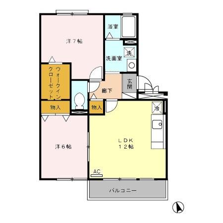 高岡市出来田のアパートの間取り