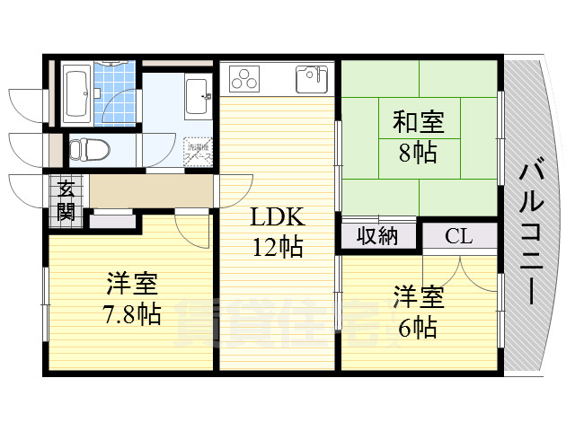 吹田市上山田のマンションの間取り