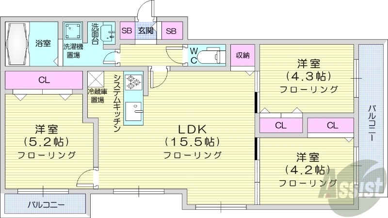 仮）MJクレスト麻生の間取り