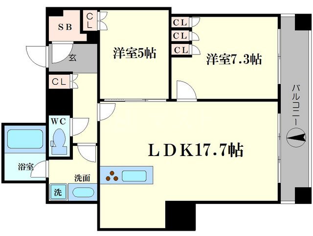 大阪市西区南堀江のマンションの間取り