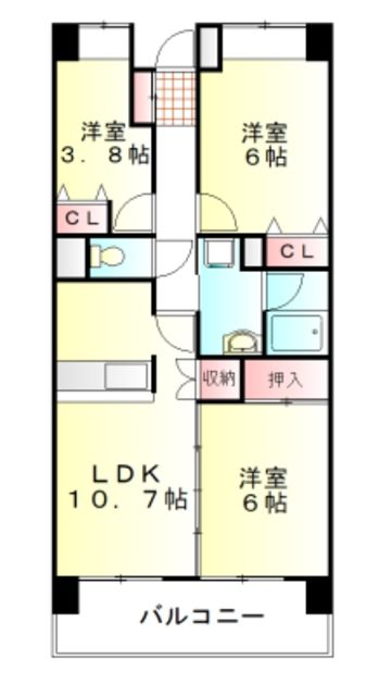 東松山市大字市ノ川のマンションの間取り