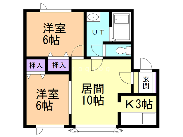 函館市北美原のアパートの間取り