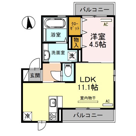 熊本市南区島町のアパートの間取り