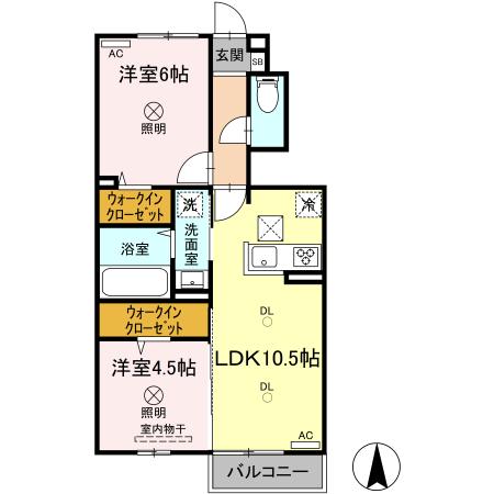 津山市河辺のアパートの間取り