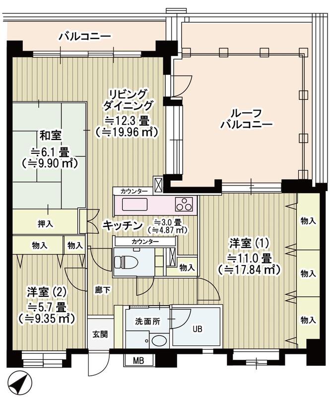 世田谷区経堂のマンションの間取り