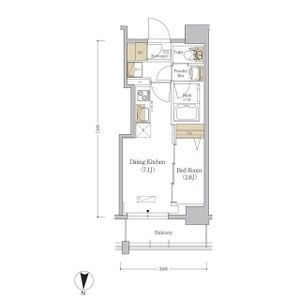 新宿区市谷本村町のマンションの間取り