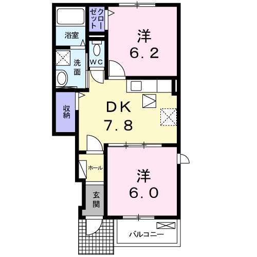 【諫早市森山町杉谷のアパートの間取り】