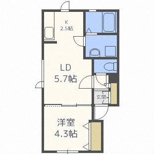 札幌市手稲区前田五条のアパートの間取り