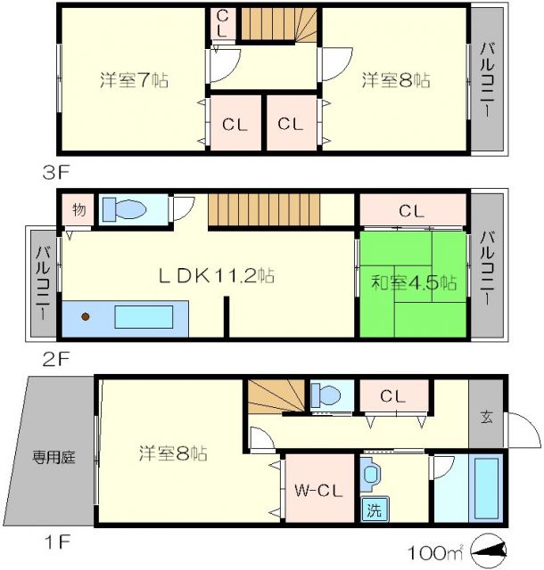 京都市中京区壬生高樋町のマンションの間取り