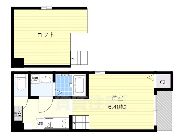 京都市山科区大宅坂ノ辻町のアパートの間取り