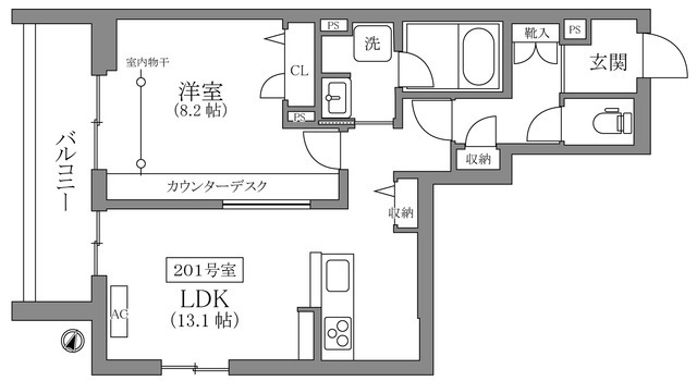 横浜市鶴見区寺谷のマンションの間取り