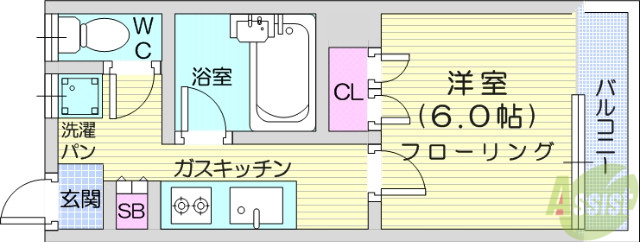 仙台市宮城野区高砂のアパートの間取り