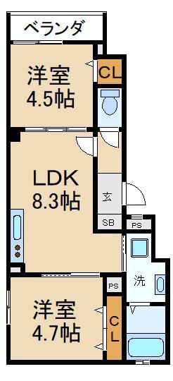 クリエオーレ郡津Iの間取り