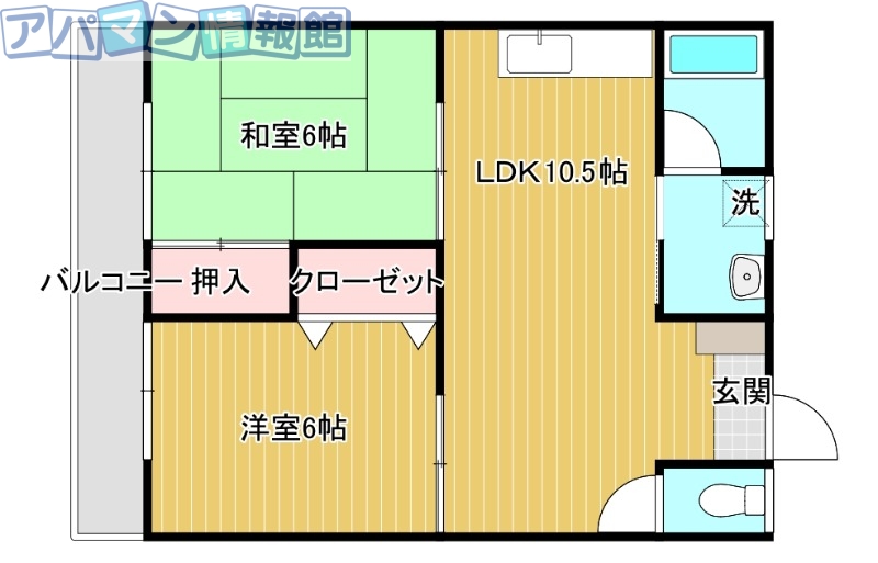 【新潟市江南区諏訪のアパートの間取り】