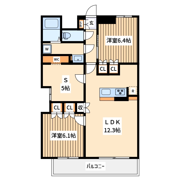 昭島市中神町のマンションの間取り